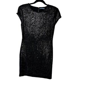 Alice + Olivia Black Sequin Snakeskin Mini Dress S